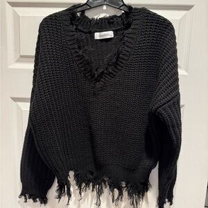 4/$32 … women’s black frayed sweater